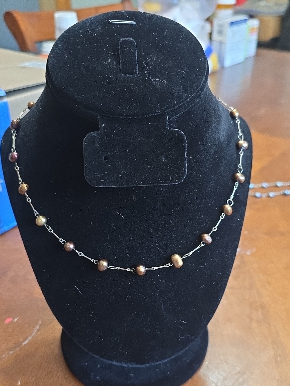 Elegant Brown Freshwater Pearl Chain Necklace